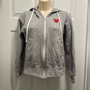 Comme des Garçons PLAY CDG Gray Hoodie Luxury Streetwear - Size Small- EUC
